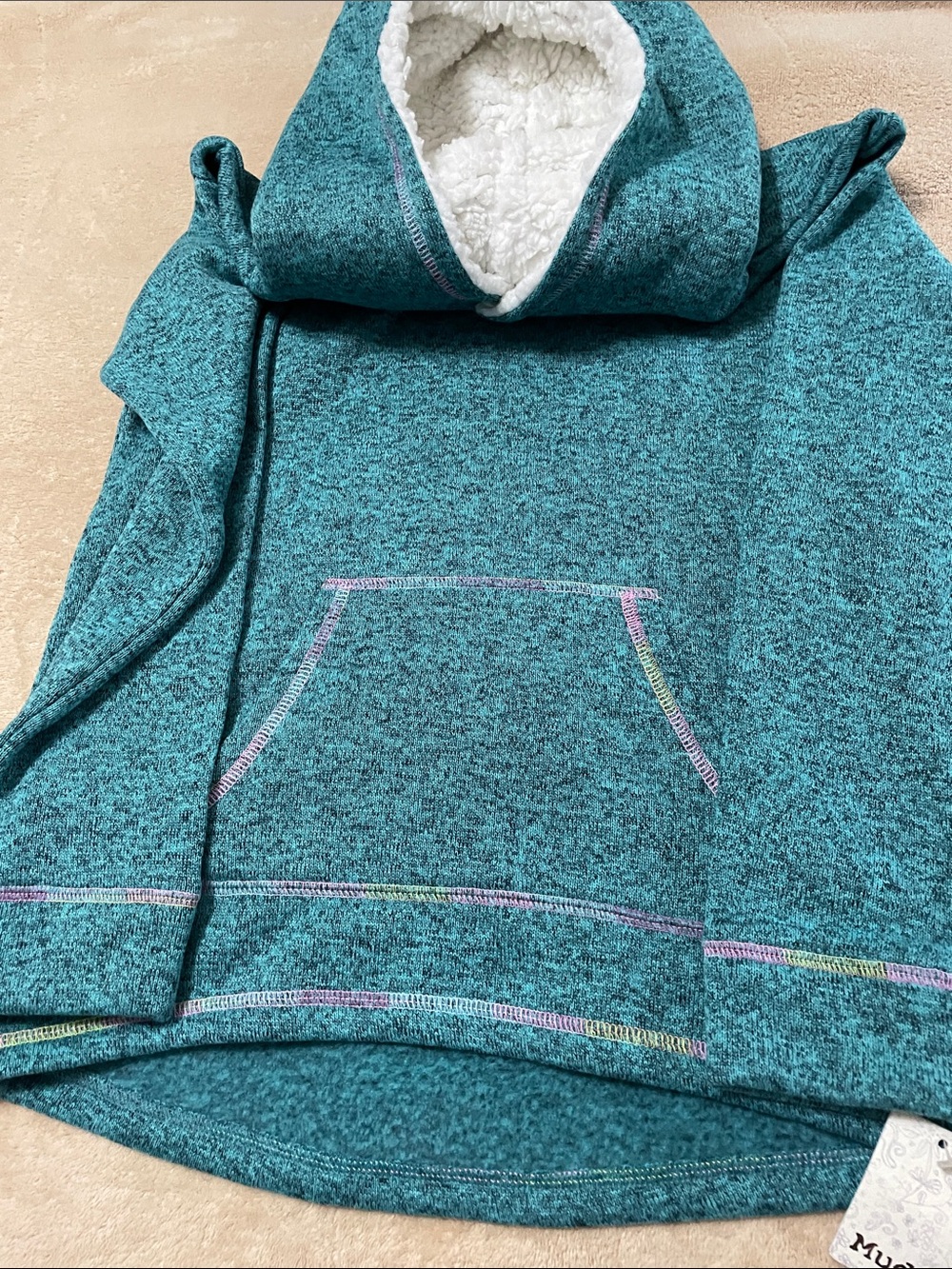 Mudd Teal Sherpa-Lined Hoodie